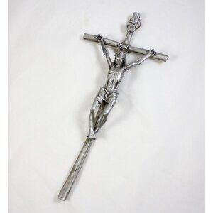 Vtg JCC Fine Pewter INRI Crucifix Wall Plaque 2001 Intricate Detail Jesus Cross